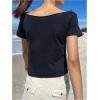 imageWomens Jersey Top Off The Shoulder Number Graphic Tee Short Sleeve Slim Fit Vintage Going Out TshirtsDark Blue