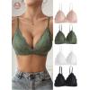 imageWomens Lace Scallop Trim Wireless Bra Adjustable Straps Bralettes Lingerie Pack of 4Multicolor