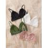 imageWomens Lace Scallop Trim Wireless Bra Adjustable Straps Bralettes Lingerie Pack of 4Multicolor