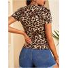 imageWomens Leopard Print Y2K T Shirt Crewneck Short Sleeve Slim Fit Tee Animal Print Going Out TopsMulticolor