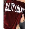 imageWomens Off The Shoulder Tops Letter Print Oversized Graphic Tees Vintage Y2k 90s Outfits TrendyBurgundy