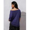 imageWomens Off The Shoulder Tops Letter Print Oversized Graphic Tees Vintage Y2k 90s Outfits TrendyDark Blue