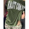 imageWomens Off The Shoulder Tops Letter Print Oversized Graphic Tees Vintage Y2k 90s Outfits TrendyGreen