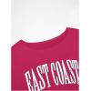 imageWomens Off The Shoulder Tops Letter Print Oversized Graphic Tees Vintage Y2k 90s Outfits TrendyHot Pink