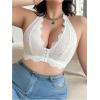 imageWomens Plus Size Front Closure Halter Lace Bra V Neck Push Up Underwire BrasWhite