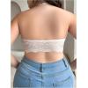imageWomens Plus Size Front Closure Halter Lace Bra V Neck Push Up Underwire BrasWhite