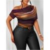 imageWomens Plus Size Off Shoulder Tops Tie Dye Short Sleeve Ruched T Shirt Slim Fit Elegant TeesPurple