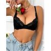 imageWomens Sheer Lace Underwire Bras Backless Push Up Comfort Bra LingerieBlack