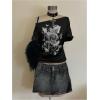 imageWomens Y2k Off The Shoulder Tees Goth Graphic Vintage Oversized Short Sleeve T Shirt StreetwearBlack