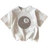 imageWomens Cherry Print Tee Shirt Short Sleeve Crew Neck Drop Shoulder Vintage Tee TopsWhite Cheetah