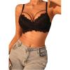 imageWomens Cut Out Floral Lace Bra Push Up Underwire Bras Lightly Lined LingerieBlack