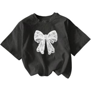 imageWomens Cherry Print Tee Shirt Short Sleeve Crew Neck Drop Shoulder Vintage Tee TopsDark Grey