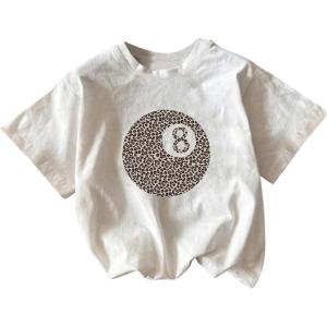 imageWomens Cherry Print Tee Shirt Short Sleeve Crew Neck Drop Shoulder Vintage Tee TopsWhite Cheetah