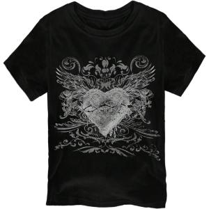 imageWomens Gothic Heart Graphic Tees Short Sleeve Crew Neck Slim Fit T Shirt Vintage Y2K TopsBlack