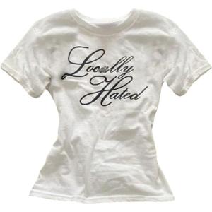 imageWomens Gothic Heart Graphic Tees Short Sleeve Crew Neck Slim Fit T Shirt Vintage Y2K TopsLetter White