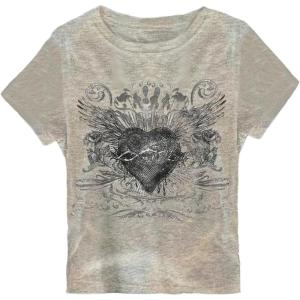 imageWomens Gothic Heart Graphic Tees Short Sleeve Crew Neck Slim Fit T Shirt Vintage Y2K TopsLight Grey