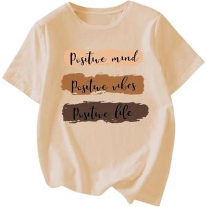 imageWomens Graphic Letter Tee Crew Neck Drop Shoulder Trendy Summer T Shirt Short Sleeve Vintage Car Print TopApricot With Letter