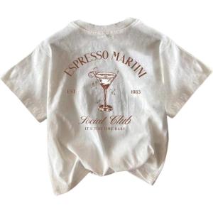 imageWomens Graphic Letter Tee Crew Neck Drop Shoulder Trendy Summer T Shirt Short Sleeve Vintage Car Print TopGraphic White