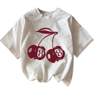 imageWomens Graphic Letter Tee Crew Neck Drop Shoulder Trendy Summer T Shirt Short Sleeve Vintage Car Print TopWhite With Graphic
