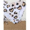 imageGirls 3 Pieces Swimsuit Set Graphic Heart Print High Waisted Bikini with Drawstring Skirts Cover UpMulticolor
