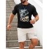imageMens 2 Piece Summer Outfits Ombre Short Sleeve T Shirts Tops Drawstring Waist Track Shorts SetBeige and Black