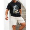 imageMens 2 Piece Summer Outfits Ombre Short Sleeve T Shirts Tops Drawstring Waist Track Shorts SetBeige and Black