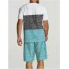 imageMens 2 Piece Summer Outfits Ombre Short Sleeve T Shirts Tops Drawstring Waist Track Shorts SetCadet Blue