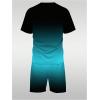 imageMens 2 Piece Summer Outfits Ombre Short Sleeve T Shirts Tops Drawstring Waist Track Shorts SetGrey Green