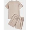 imageMens 2 Piece Summer Outfits Ombre Short Sleeve T Shirts Tops Drawstring Waist Track Shorts SetKhaki