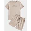 imageMens 2 Piece Summer Outfits Ombre Short Sleeve T Shirts Tops Drawstring Waist Track Shorts SetPure Khaki