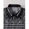 imageMens 2 Piece Summer Outfits Paisley Boho Short Sleeve Button Down Shirts and Short Sets TracksuitBlack