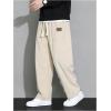 imageMens Baggy Pants Tie Front Drawstring Waist Corduroy Pants Casual Loose Straight Leg Pants TrousersApricot