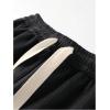 imageMens Baggy Pants Tie Front Drawstring Waist Corduroy Pants Casual Loose Straight Leg Pants TrousersBlack