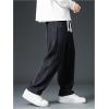 imageMens Baggy Pants Tie Front Drawstring Waist Corduroy Pants Casual Loose Straight Leg Pants TrousersDark Grey