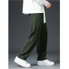 imageMens Baggy Pants Tie Front Drawstring Waist Corduroy Pants Casual Loose Straight Leg Pants TrousersGreen