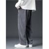 imageMens Baggy Pants Tie Front Drawstring Waist Corduroy Pants Casual Loose Straight Leg Pants TrousersSolid Grey