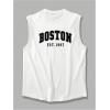 imageMens Crewneck Sleeveless Tank Tops Casual Graphic Vest Top Vintage Summer Tee Shirts StreetwearWhite and Black