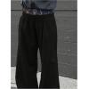 imageMens Elastic Double Waist Patchwork Sweatpants Wide Leg Baggy Track Pants Vintage StreetwearBlack