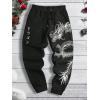 imageMens Graphic Letter Print Sweatpants Drawstring Waist Tie Front Workout Pants Jogger Pants with PocketBlack
