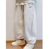 imageMens Graphic Letter Print Sweatpants Drawstring Waist Tie Front Workout Pants Jogger Pants with PocketLight Grey
