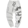 imageMens Graphic Letter Print Sweatpants Drawstring Waist Tie Front Workout Pants Jogger Pants with PocketPure White