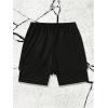 imageMens Graphic Shorts 2 in 1 Drawstring Waist Goth Gym Track Liner Cross Print Bottoms with PocketsBlack