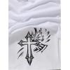 imageMens Graphic Shorts 2 in 1 Drawstring Waist Goth Gym Track Liner Cross Print Bottoms with PocketsWhite