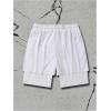imageMens Graphic Shorts 2 in 1 Drawstring Waist Goth Gym Track Liner Cross Print Bottoms with PocketsWhite