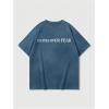 imageMens Graphic Tee Shirt Oversized Drop Shoulder Vintage TShirt Letter Print Streetwear Casual Summer TopsBlue