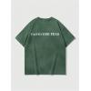 imageMens Graphic Tee Shirt Oversized Drop Shoulder Vintage TShirt Letter Print Streetwear Casual Summer TopsDark Green