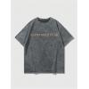 imageMens Graphic Tee Shirt Oversized Drop Shoulder Vintage TShirt Letter Print Streetwear Casual Summer TopsDark Grey