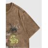 imageMens Graphic Tee Shirt Oversized Drop Shoulder Vintage TShirt Letter Print Streetwear Casual Summer TopsDark Khaki