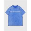 imageMens Graphic Tee Shirt Oversized Drop Shoulder Vintage TShirt Letter Print Streetwear Casual Summer TopsDeep Blue