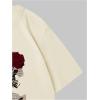 imageMens Graphic Tees Floral Print Short Sleeve Crew Neck Vintage Tee Shirt Casual Summer Tee TopsApricot Graphic